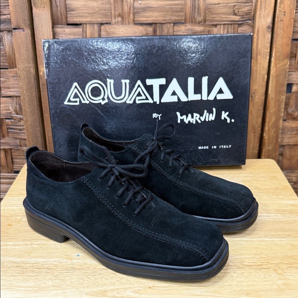 Aquatalia Black Suede Derby Shoes